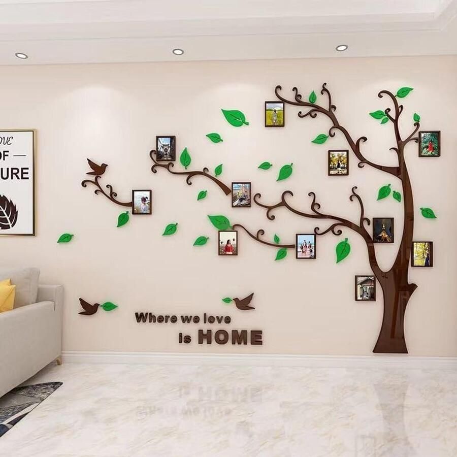 Purekay Muursticker Boom 3D DIY Foto Muurstickers Planten Muurstickers Grote Zelfklevende Stickers Muurschilderingen voor Slaapkamer Woonkamer Kinderkamer Bank Achtergrond Muurdecoratie (Rechts Groen M)