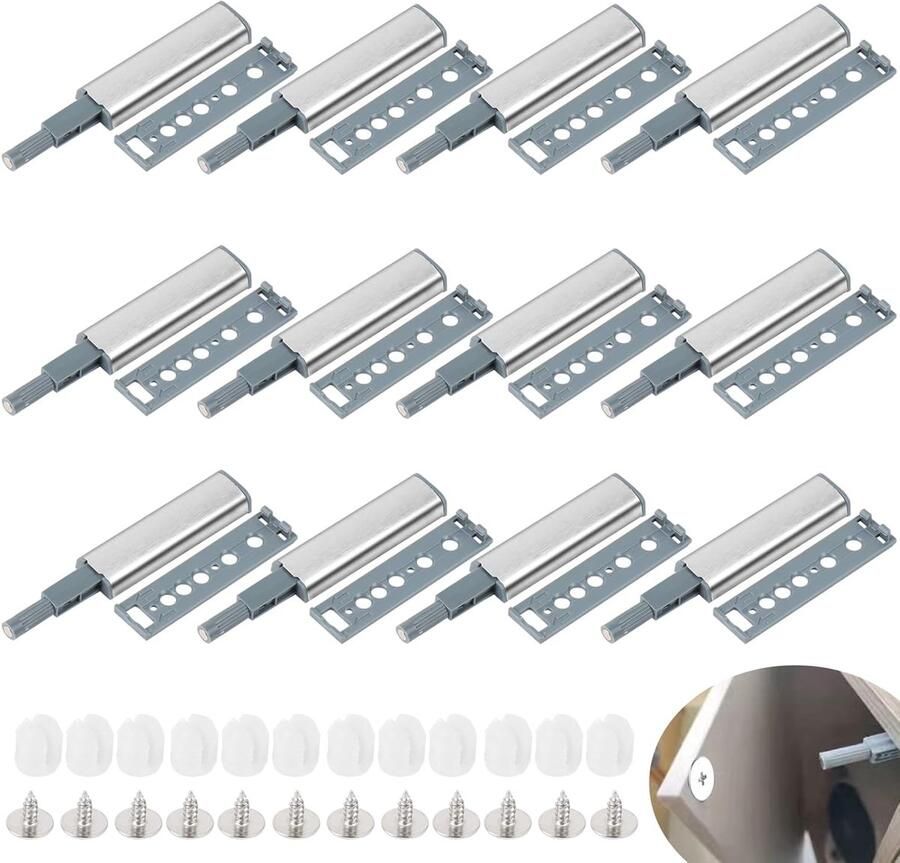 Push-to-open deuropeners greeploos ontwerp set van 12 roestvrij staal