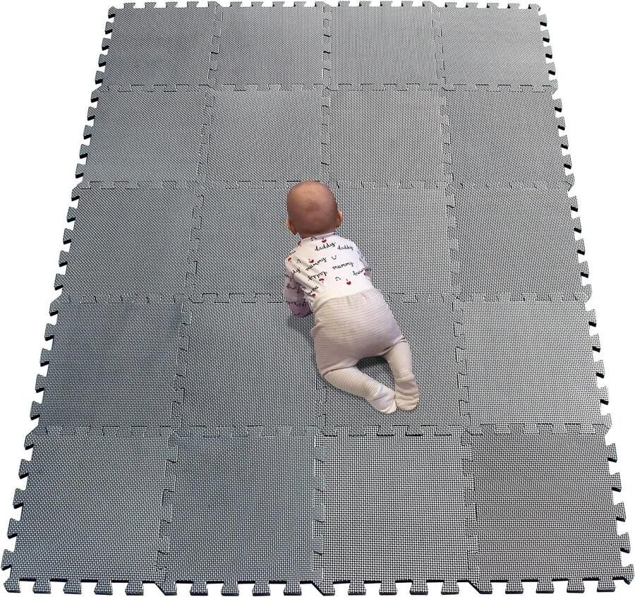 Puzzel-speelmat voor baby en peuters antislip vloermat van EVA-schuim grijs
