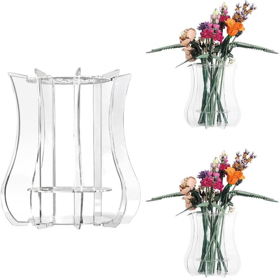 Puzzel vaas voor bloemenhouder Acryl vaas tentoonstellingsstandaard geschikt voor botanische collectie orchidee tulpen boeket bouwpakket vaas voor tafels (transparant)