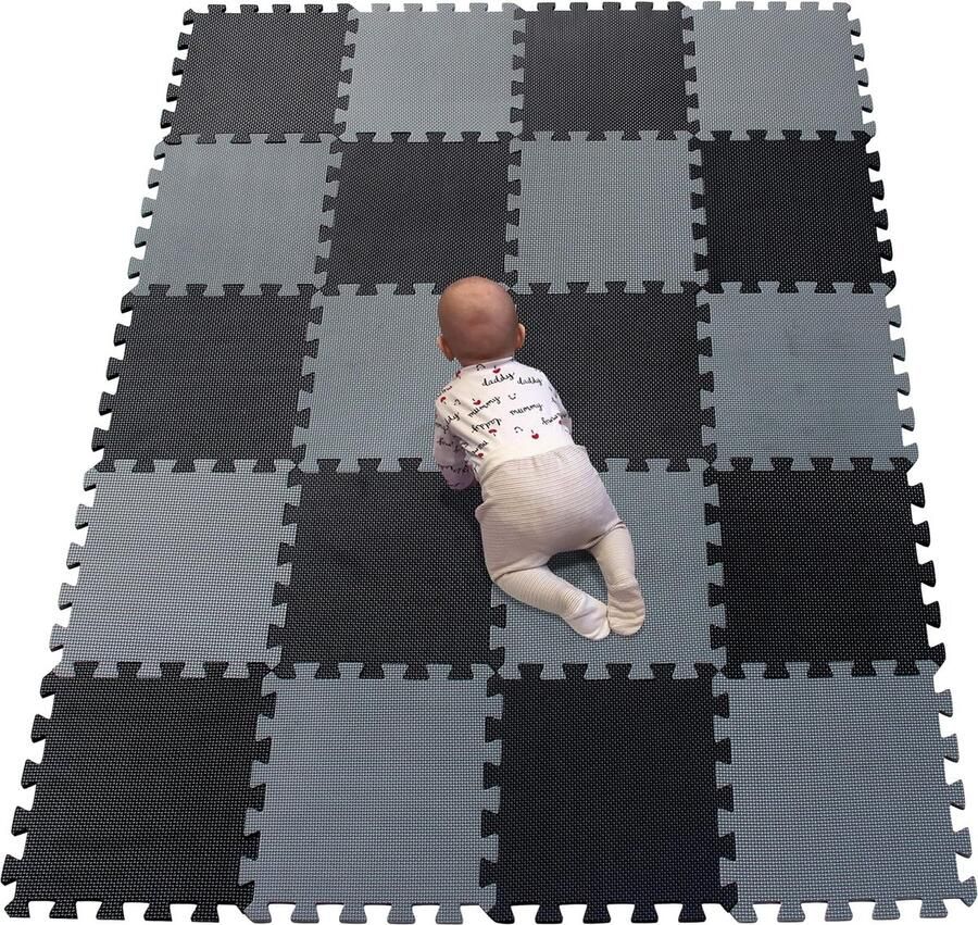 Puzzelmat kinderspeeltapijt speelmat schuimrubberen mat kindertapijt beschermmatten vloerbeschermingsmatten onderlegmatten fitnessmat zwart grijs