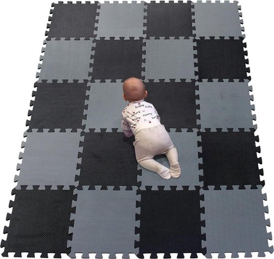 Puzzelmat kinderspeeltapijt speelmat schuimrubberen mat kindertapijt beschermmatten vloerbeschermingsmatten onderlegmatten fitnessmat zwart grijs