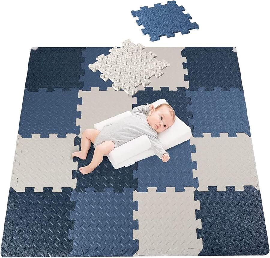 Puzzelmatten voor baby's 18 delen schuimstofmat speelmat vloerbeschermingsmat voor baby's kinderen 30 x 30 x 1 2 cm 1 6 m² grote yogamat