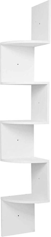 Rootz Living Rootz PVC-hoekplank 5-laags opbergruimte Zwevende plank Boekenkast Hoogwaardig MDF 25 cm x 156 cm x 25 cm