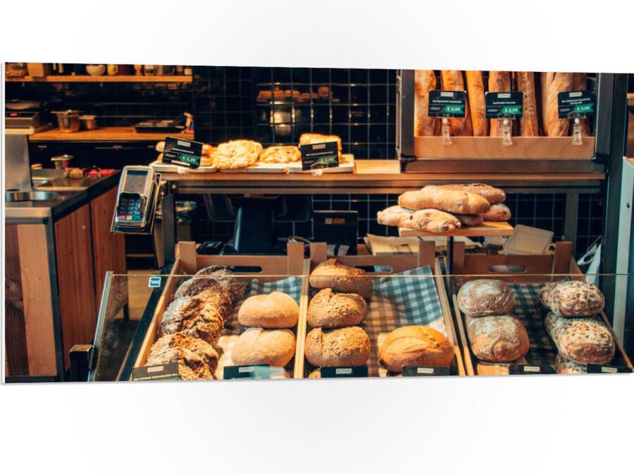 PVC Schuimplaat Bakkerij Brood Vitrine 100x50 cm Foto op PVC Schuimplaat (Met Ophangsysteem)