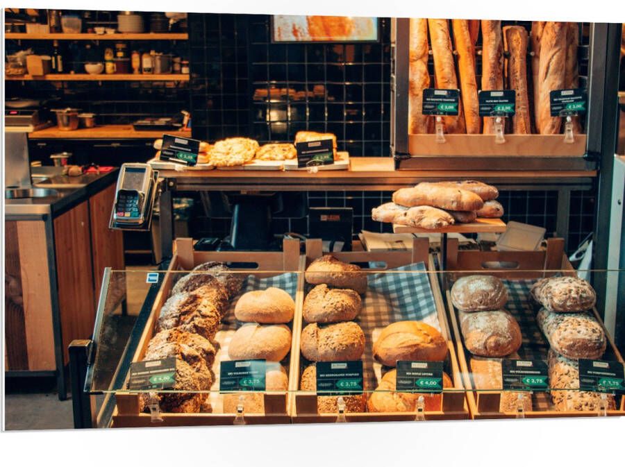 PVC Schuimplaat Bakkerij Brood Vitrine 105x70 cm Foto op PVC Schuimplaat (Met Ophangsysteem)