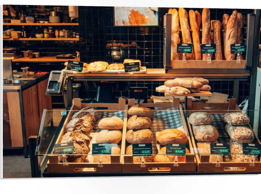 PVC Schuimplaat Bakkerij Brood Vitrine 75x50 cm Foto op PVC Schuimplaat (Met Ophangsysteem)