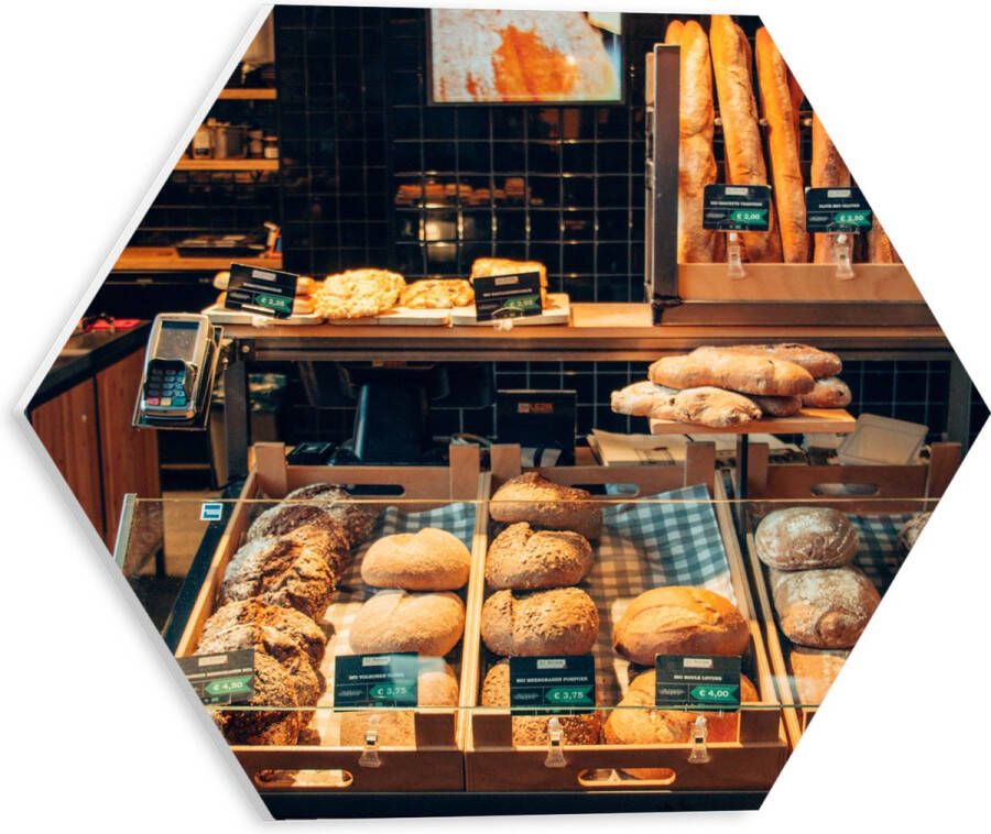 PVC Schuimplaat Hexagon Bakkerij Brood Vitrine 30x26.1 cm Foto op Hexagon (Met Ophangsysteem)