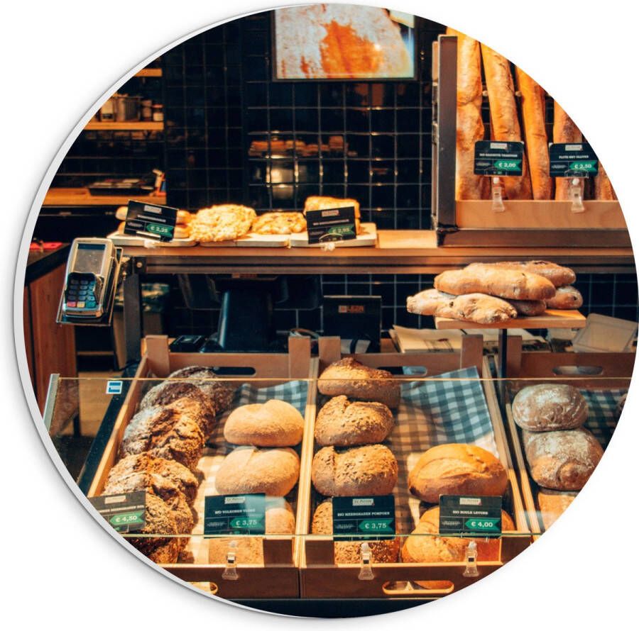 PVC Schuimplaat Muurcirkel Bakkerij Brood Vitrine 20x20 cm Foto op Muurcirkel (met ophangsysteem)