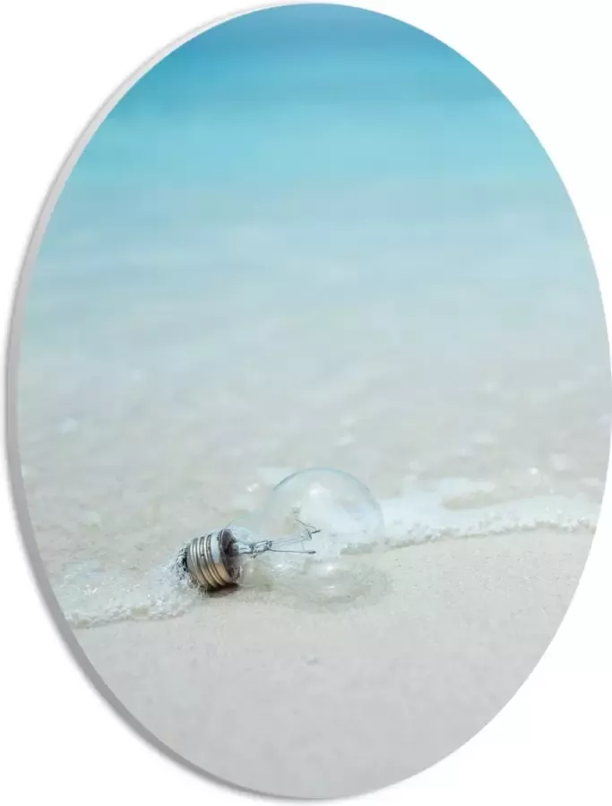 PVC Schuimplaat Ovaal Lamp op het Strand 21x28 cm Foto op Ovaal (Met Ophangsysteem)