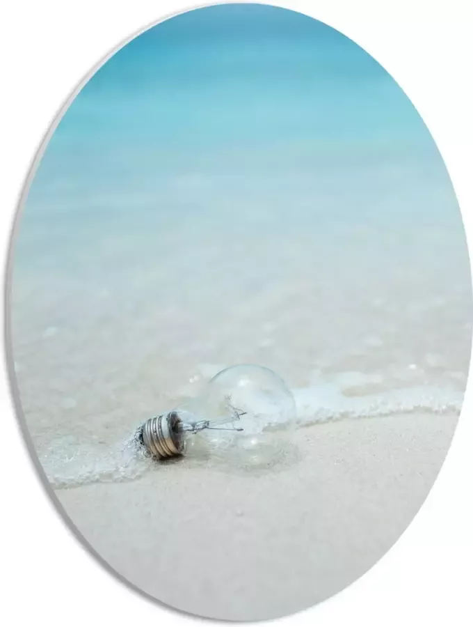 PVC Schuimplaat Ovaal Lamp op het Strand 30x40 cm Foto op Ovaal (Met Ophangsysteem)