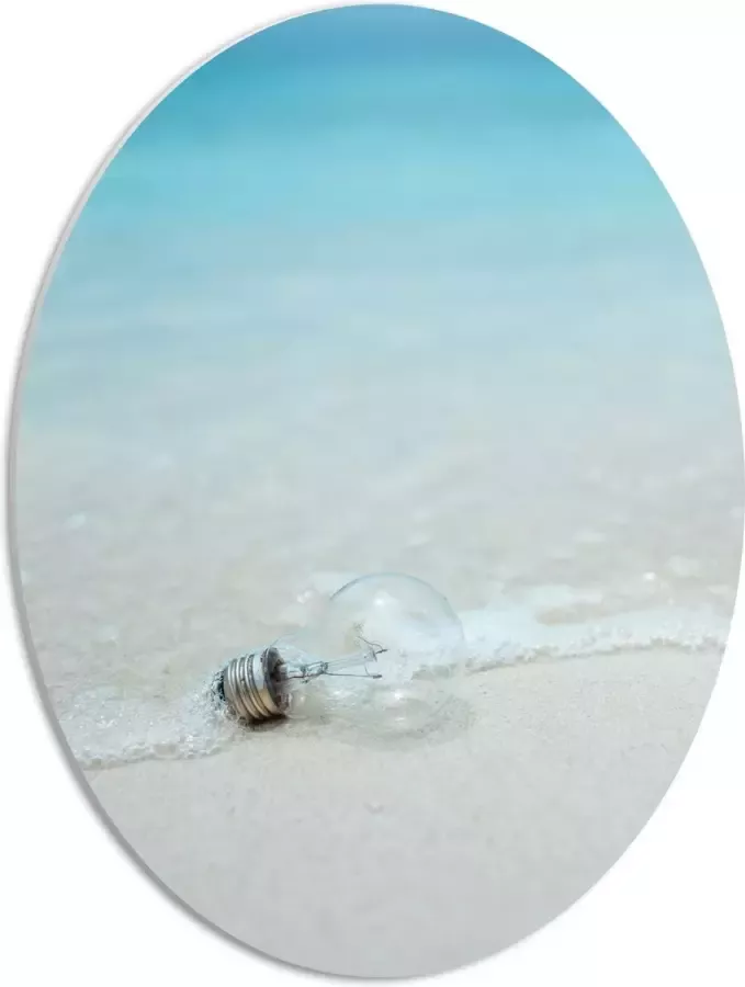 PVC Schuimplaat Ovaal Lamp op het Strand 42x56 cm Foto op Ovaal (Met Ophangsysteem)