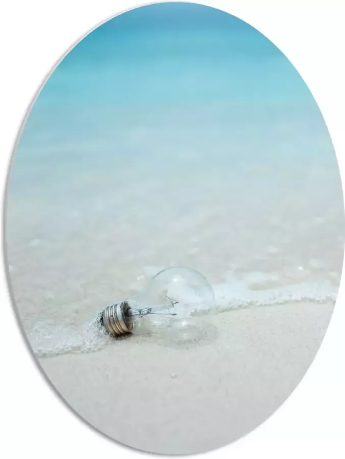 PVC Schuimplaat Ovaal Lamp op het Strand 51x68 cm Foto op Ovaal (Met Ophangsysteem)