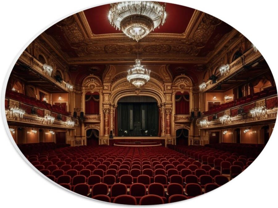 PVC Schuimplaat Ovaal Zaal Podium Stoelen Publiek Lampen Lichten 28x21 cm Foto op Ovaal (Met Ophangsysteem)