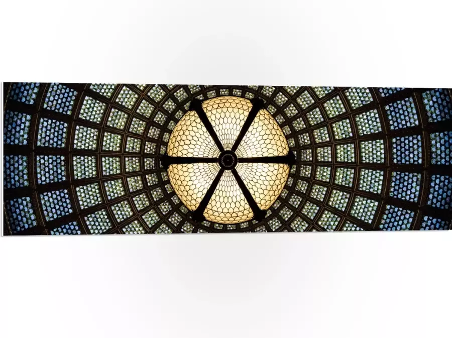 PVC Schuimplaat- Plafond en Lamp van een Kerk 120x40 cm Foto op PVC Schuimplaat