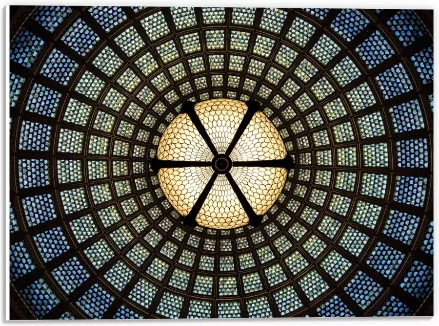 PVC Schuimplaat Plafond en Lamp van een Kerk 40x30 cm Foto op PVC Schuimplaat (Met Ophangsysteem)