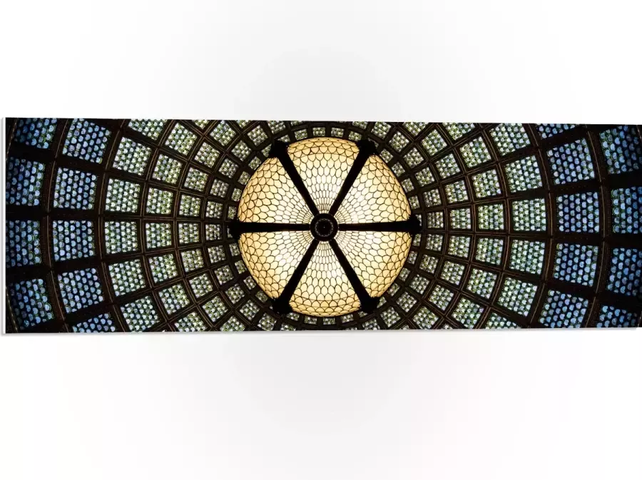 PVC Schuimplaat Plafond en Lamp van een Kerk 90x30 cm Foto op PVC Schuimplaat (Met Ophangsysteem)