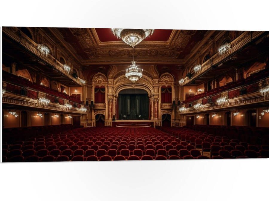 PVC Schuimplaat Zaal Podium Stoelen Publiek Lampen Lichten 100x50 cm Foto op PVC Schuimplaat (Met Ophangsysteem)