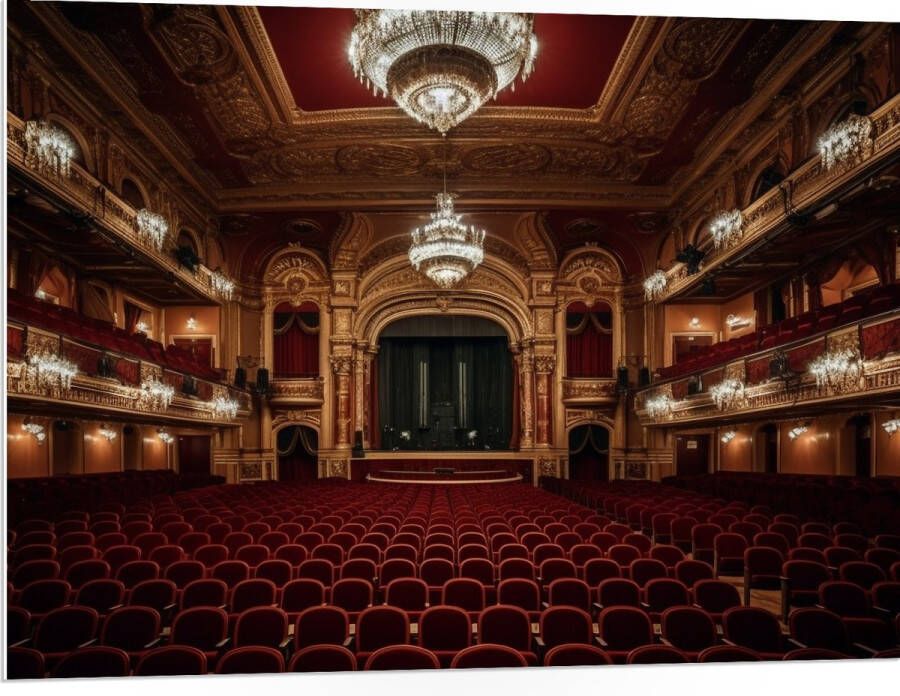 PVC Schuimplaat Zaal Podium Stoelen Publiek Lampen Lichten 100x75 cm Foto op PVC Schuimplaat (Met Ophangsysteem)