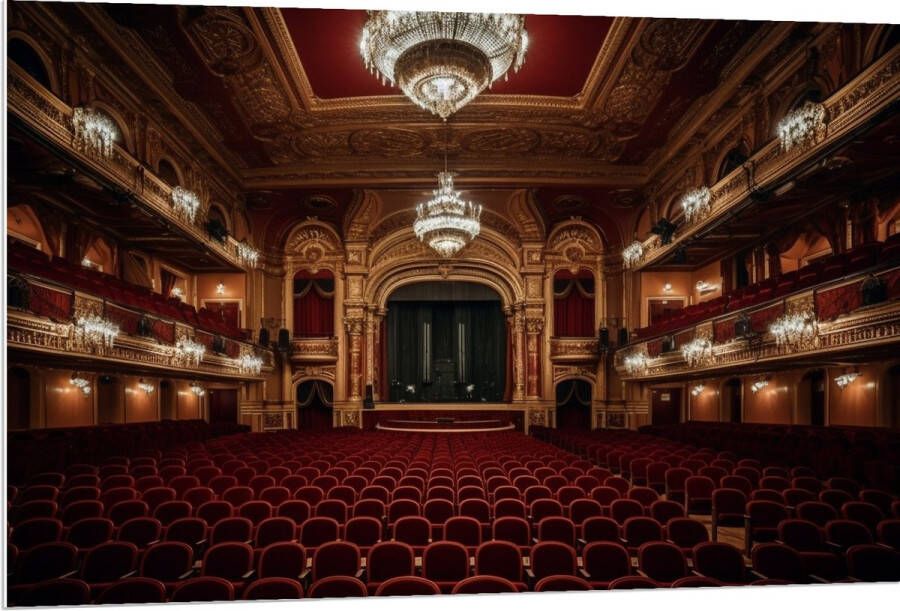 PVC Schuimplaat Zaal Podium Stoelen Publiek Lampen Lichten 120x80 cm Foto op PVC Schuimplaat (Met Ophangsysteem)