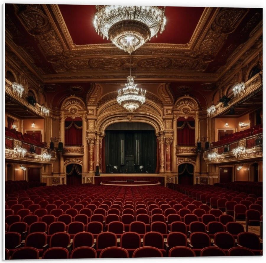 PVC Schuimplaat Zaal Podium Stoelen Publiek Lampen Lichten 50x50 cm Foto op PVC Schuimplaat (Met Ophangsysteem)