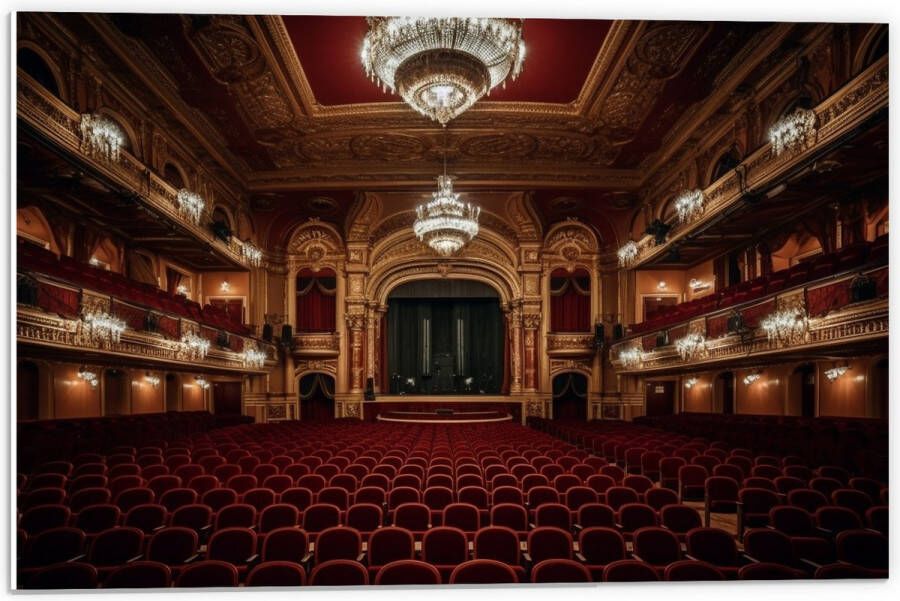 PVC Schuimplaat- Zaal Podium Stoelen Publiek Lampen Lichten 60x40 cm Foto op PVC Schuimplaat