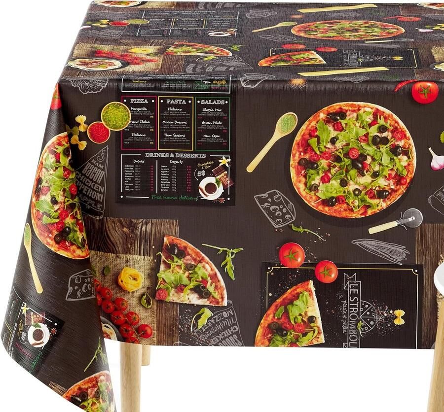 PVC tafelkleed afwasbaar zwart 300 x 140 cm