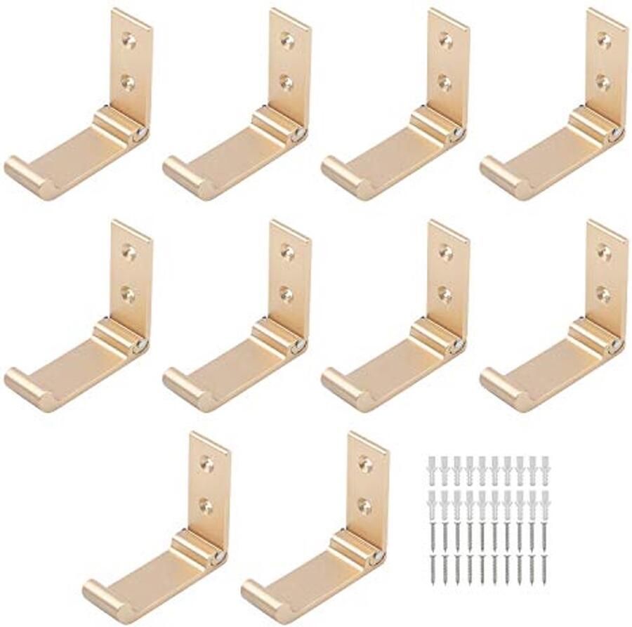 Pxyelec Opvouwbare aluminium wandhaak hoofdtelefoonhouder kledinghaak creatieve kapstok voor keuken badkamer slaapkamer verpakking van 10 stuks