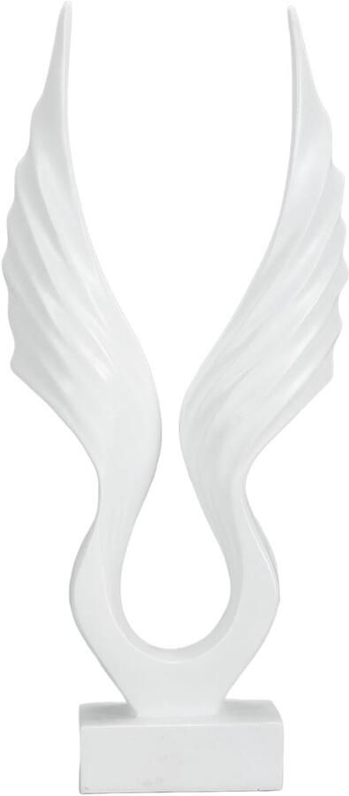 Qcwwy Abstract Angel Wings Sculpture Resin Angel Wing Artistic Decorative Statue Home Decorations Ornament for Living Room Office Desk Book Shelf TV Stand Bar Cabinet (White)