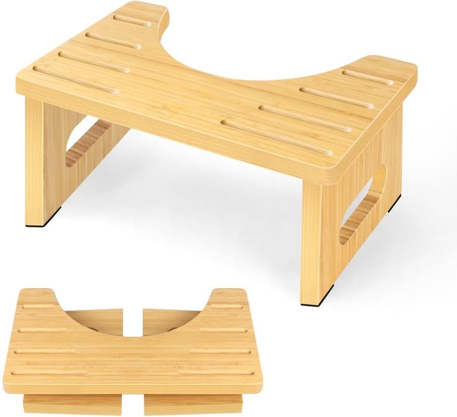 QIANBAIYI Houten Toiletkruk – Toiletkruk voor Volwassenen – Opvouwbare Houten Toiletkruk – Squatty Poop Kruk