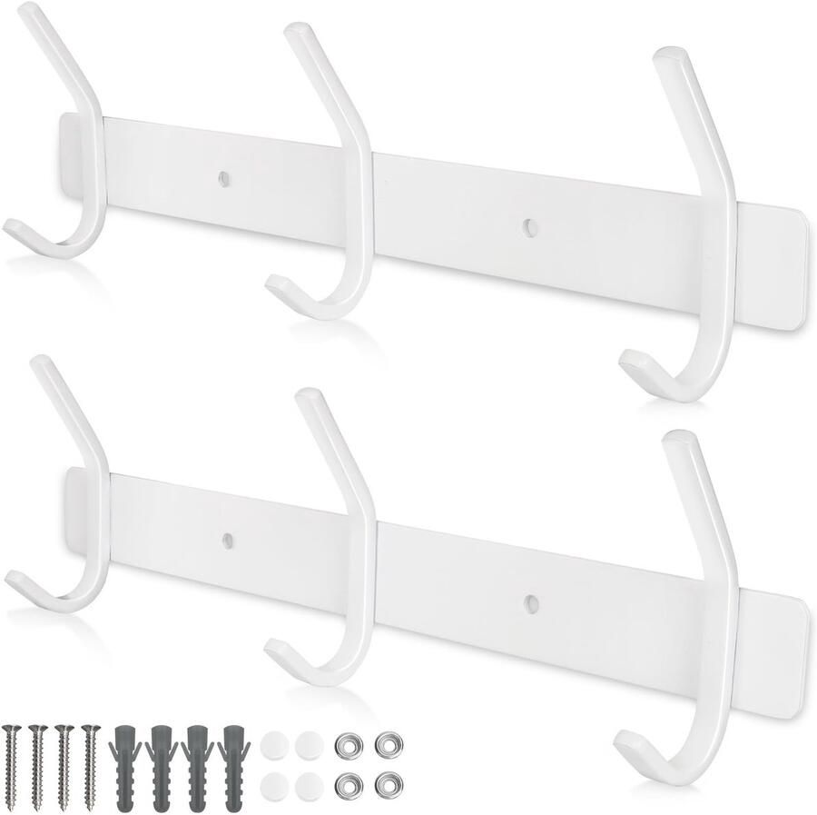 Qiannhee 2x kapstokhaak witte kapstok roestvrij 30 cm tot 30 kg roestvrijstalen kapstok voor kinderen wandmontage voor badkamer keuken woonkamer hal