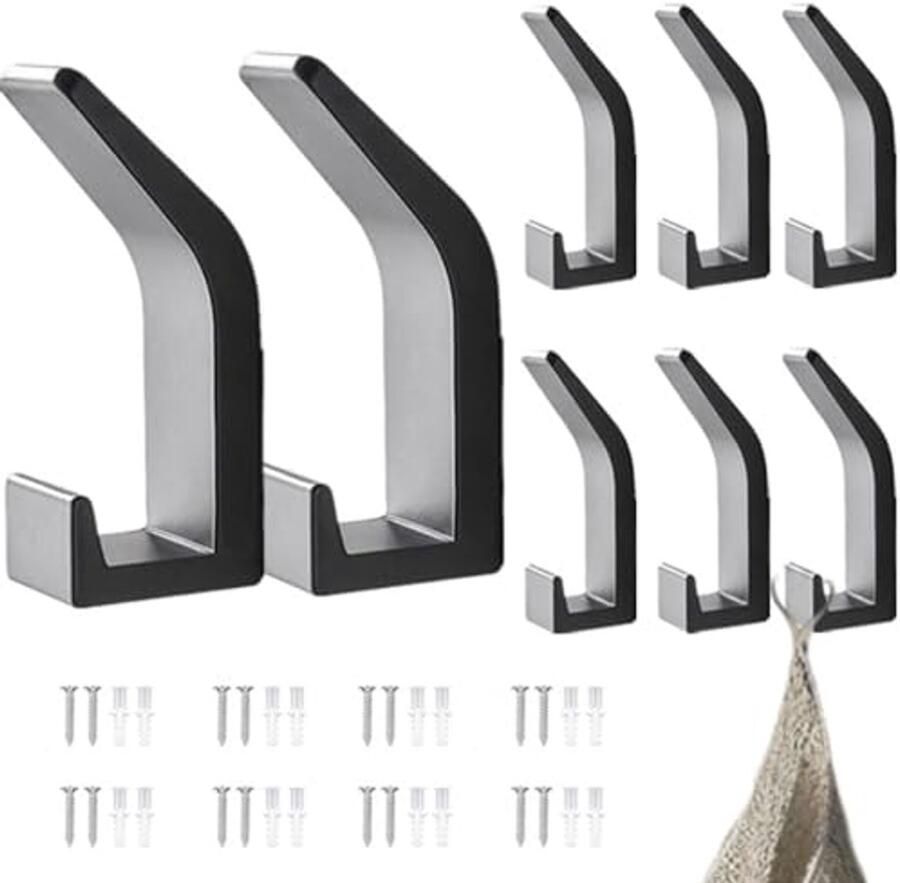 Qivine wandkapstok zwart metalen haak voor akoestische panelen wandkapstok kapstok zwart mat kapstok muur jashaak kapstokhaak kapstok voor slaapkamer woonkamer badkamer