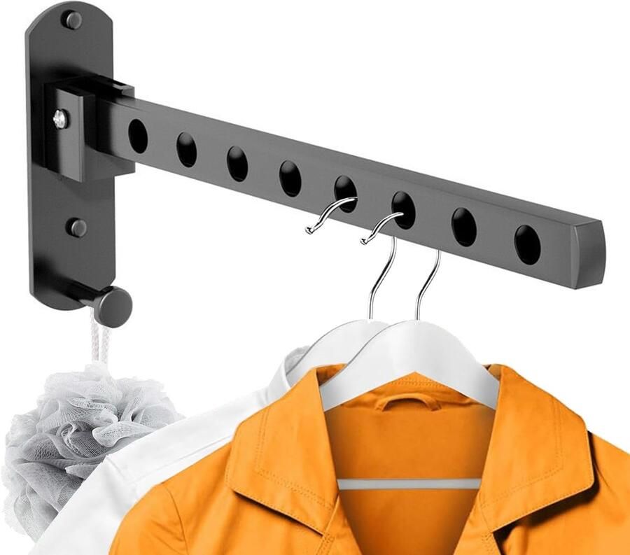 QMAHA Opvouwbare kapstok 180° draaibaar wandkapstok wandhaak roestvrijstalen haakrail kapstok roestvrije kapstok wandkapstok voor balkon wasruimte badkamer