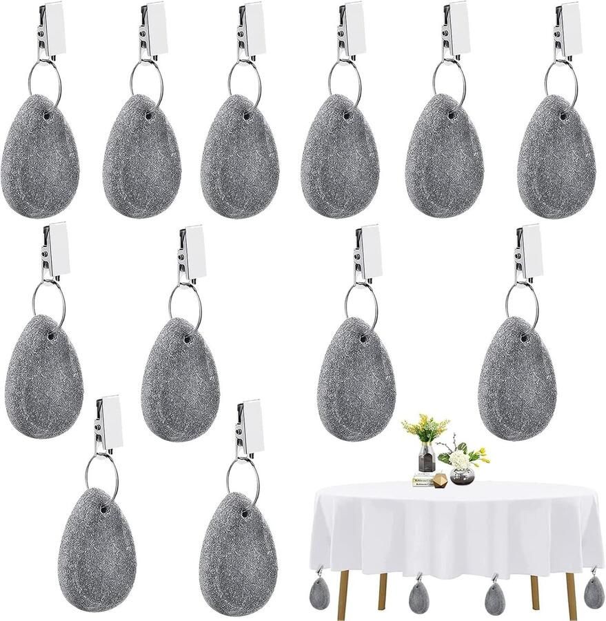 Qooloo 12 stuks tafelkleedgewichten van natuursteen set tafelkleedgewichten voor buiten tafelkleedgewichten van natuurlijk marmer extra zwaar voor feestjes picknicks en bruiloften