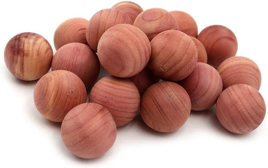 QPFO Ceder houten ballen 20 stuks natuurlijke mottenbestrijder kledingkast luchtverfrisser aromatische houtballen