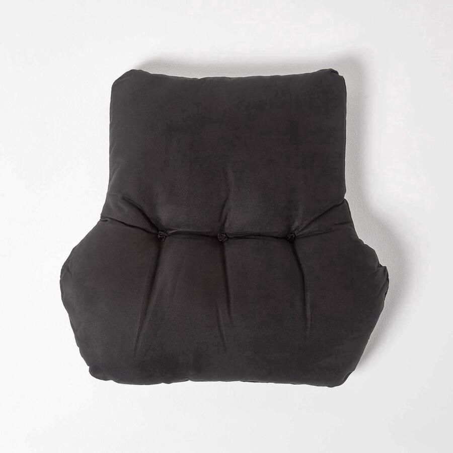 QPFO Zwart Rugkussen 68x58 cm – 15 cm Dik Lendenkussen met Velours Overtrek – Comfortabel Rugsteunkussen voor Stoel Bank of Bed