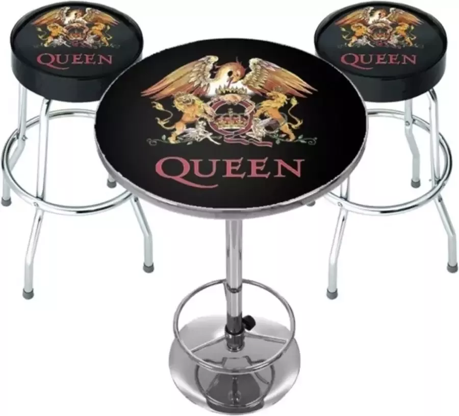 Queen Classic Crest Bar Set Statafel + 2 Barkrukken