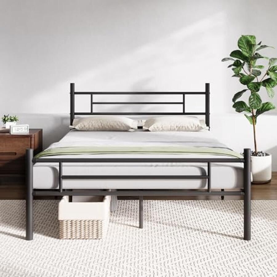 Queensize Bedframe met Hoofdeinde en Voeteneinde Stevig Metalen Platformbed met Opbergruimte