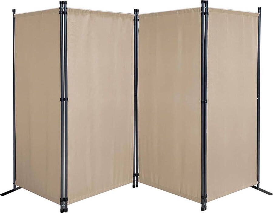 QUICK STAR 4-Piece Screen 165 x 220 cm Fabric Room Divider Balcony Privacy Screen Foldable Sand