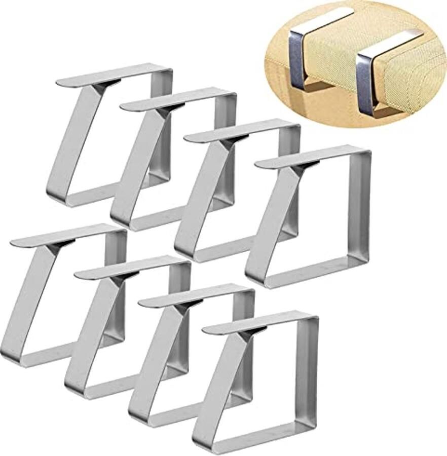 Quikhome 8 stuks roestvrijstalen tafelkleedklem tuintafelkleedhouder tafelkleedklemmen voor buitenfeesten bruiloften picknicks opvouwbare tafelkleden