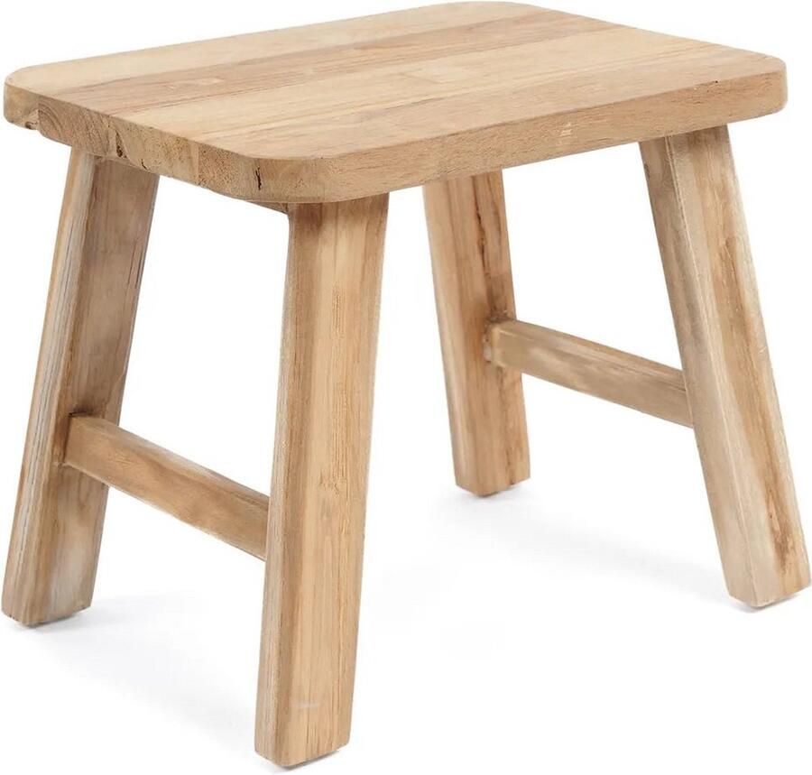 Rootz Living Rootz Quincy Teak Kruk Bijzettafel Compacte standaard Milieuvriendelijk 30 cm x 40 cm x 34 cm