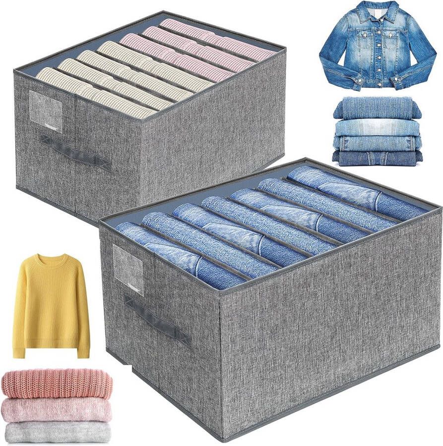 Qxford kledingkast 2 stuks grote en dikke organizer voor kledingkast geüpgraded Frosted Clothes organizer met vakken stoffen kastorganizer voor jeans truien