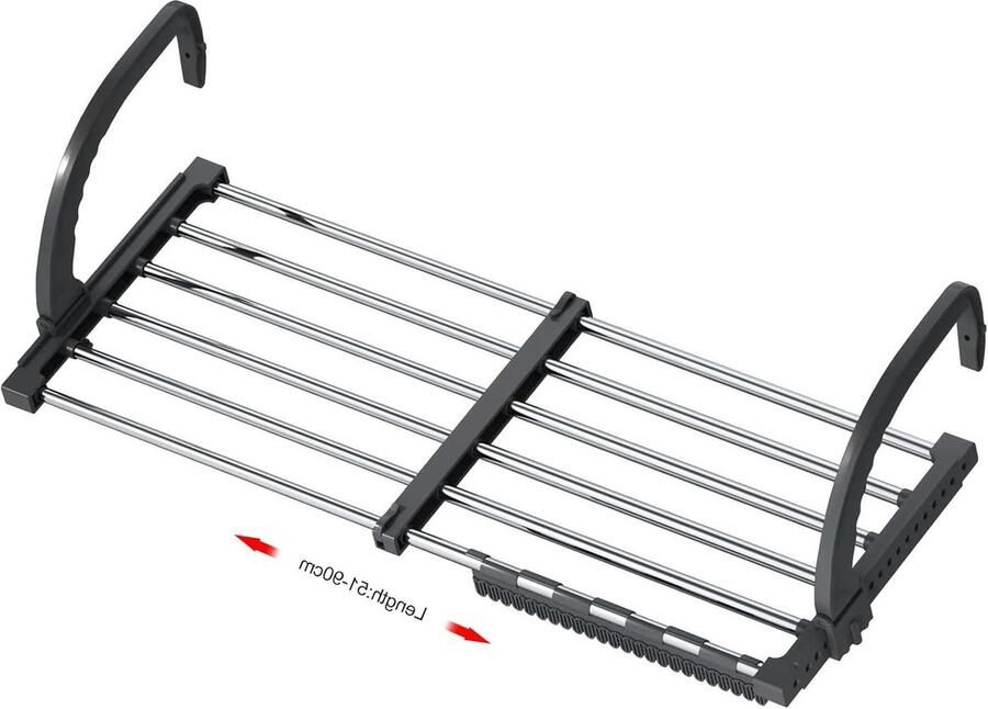 Radiator kledingdroogrek uitschuifbaar en opvouwbaar voor binnen (51-95 cm) winddicht kledingrek voor sokken inbegrepen Opvouwbare kledingrek