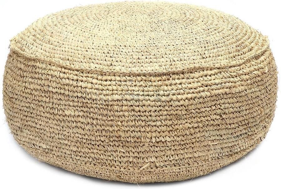Raffia Flores Poef Kruk Voetensteun Extra Zitplaats 60cm x 60cm x 35cm