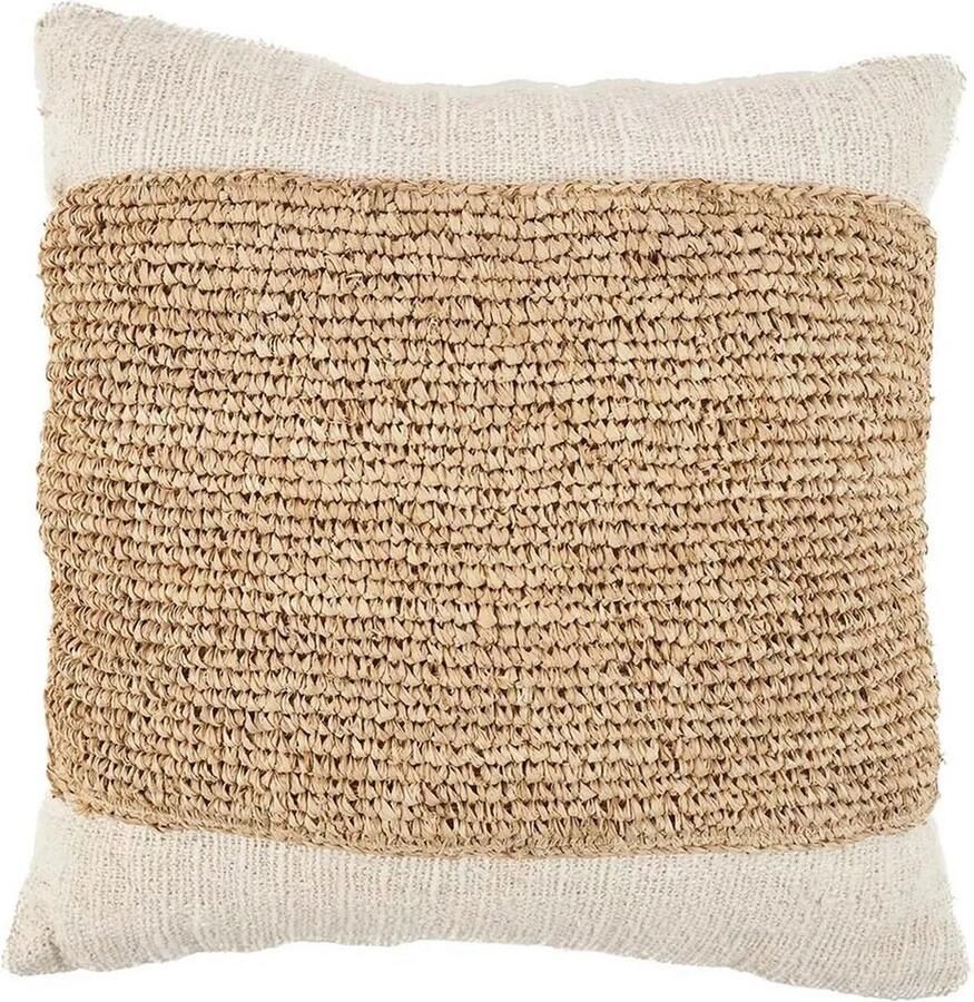 Rootz Living Rootz Raffia Stempel Kussenhoes Decoratieve Kussensloop Getextureerd Kussen Rustiek & Gezellig 50cm x 50cm x 10cm