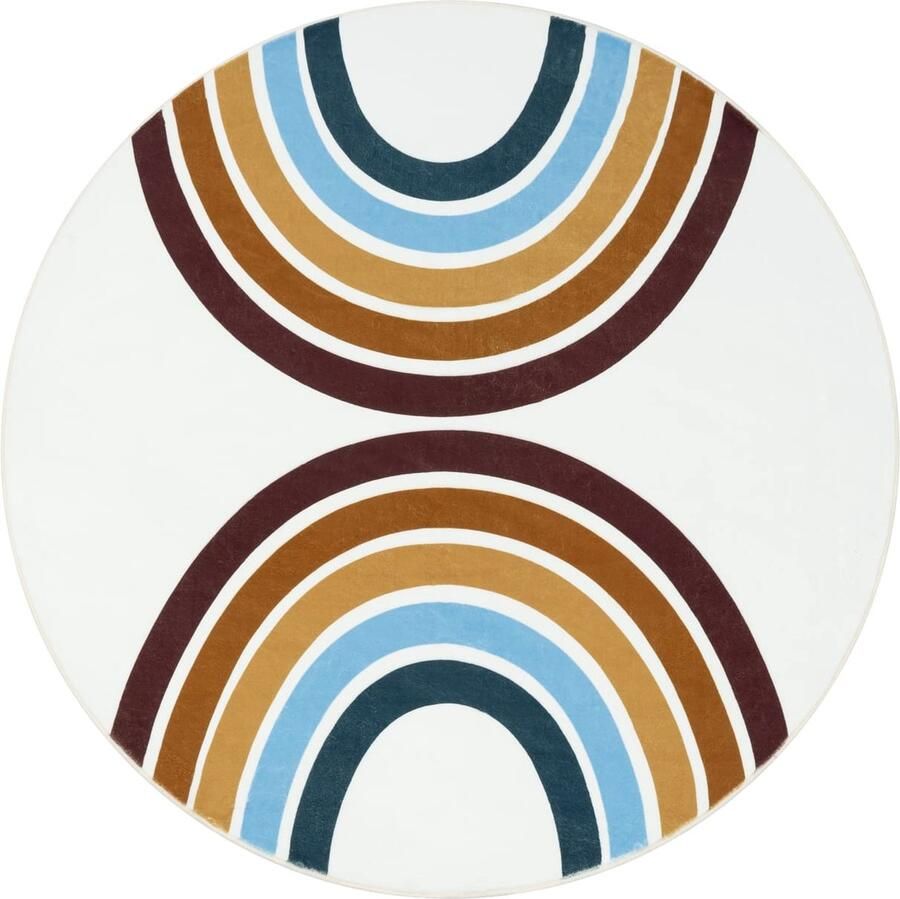 Rainbow Path Kids Round Rug – Soft Durable Play Mat – Fantasy Adventure Design