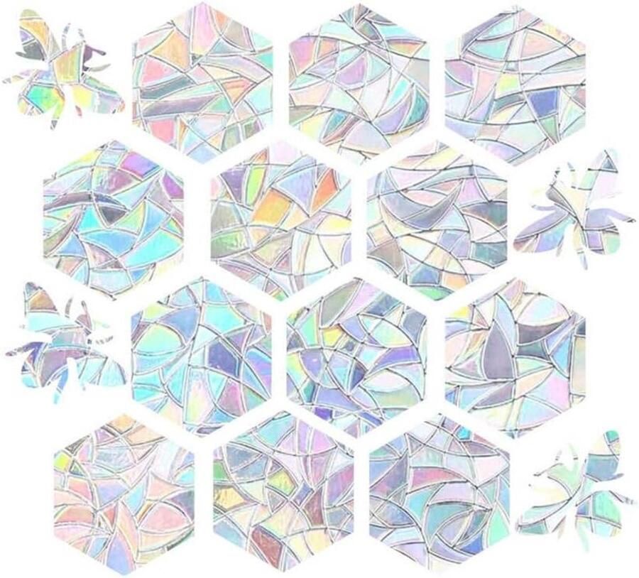 Rainbow Suncatcher Decoratieve Window Film Anti Collision Window Decals Zelfklevende Venster Klampt Voorkom Stop Vogels Honden Huisdieren 16 Stuks