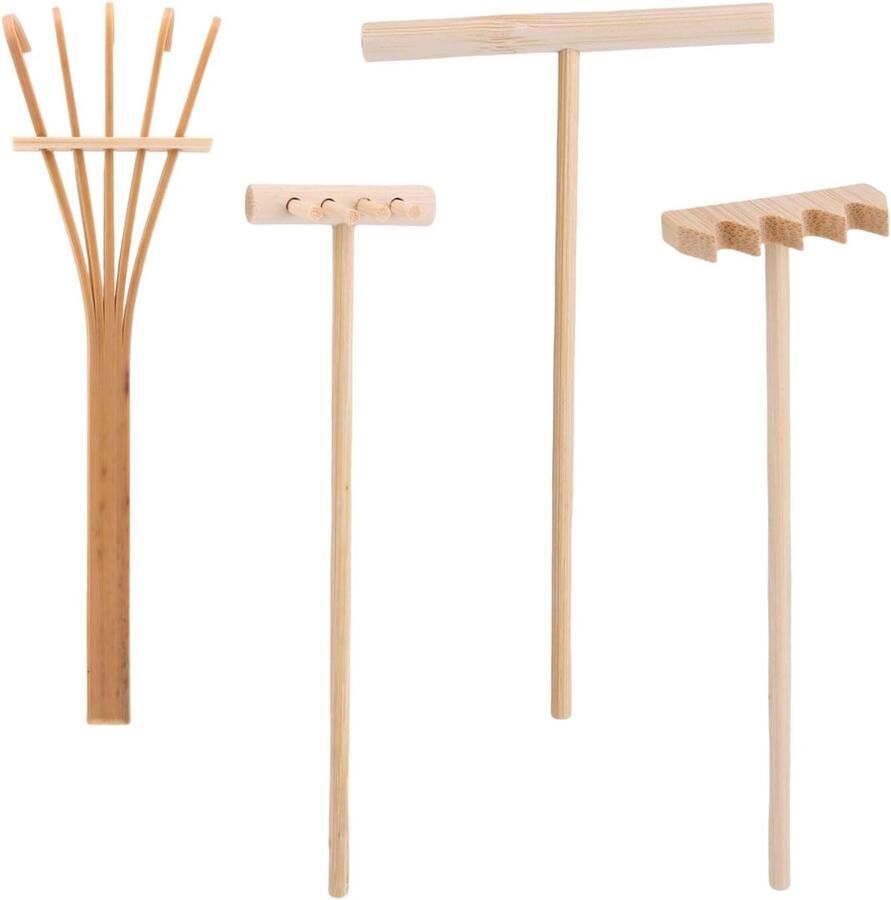 Rake Set 4 Stijlen Mini Tafelblad Rock Sand Zen Garden Accessoires Mini Rake Stamp Gereedschappen voor Thuis Geschenk Tafelblad Decoratie