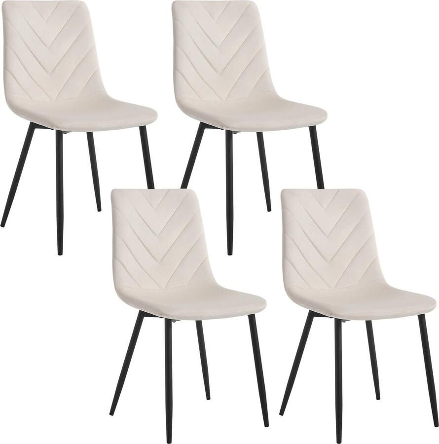 Wise Eetkamer Stoelen Beige Set Van 4 Zwarte Poten Gestoffeerde Woonkamer