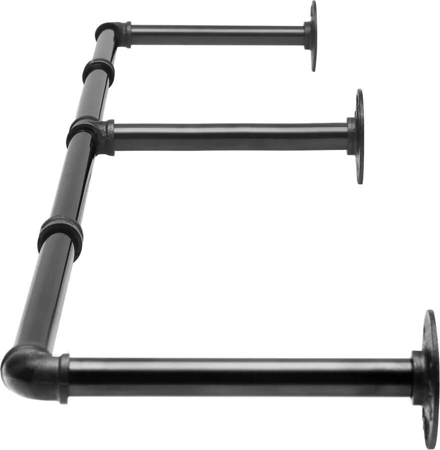 RapidGoods Kledingstang Kledingrek Garderobestang Kledingroede Industrieel Wandgemonteerd Ruimtebesparende kledingrail Rek 180x26 cm